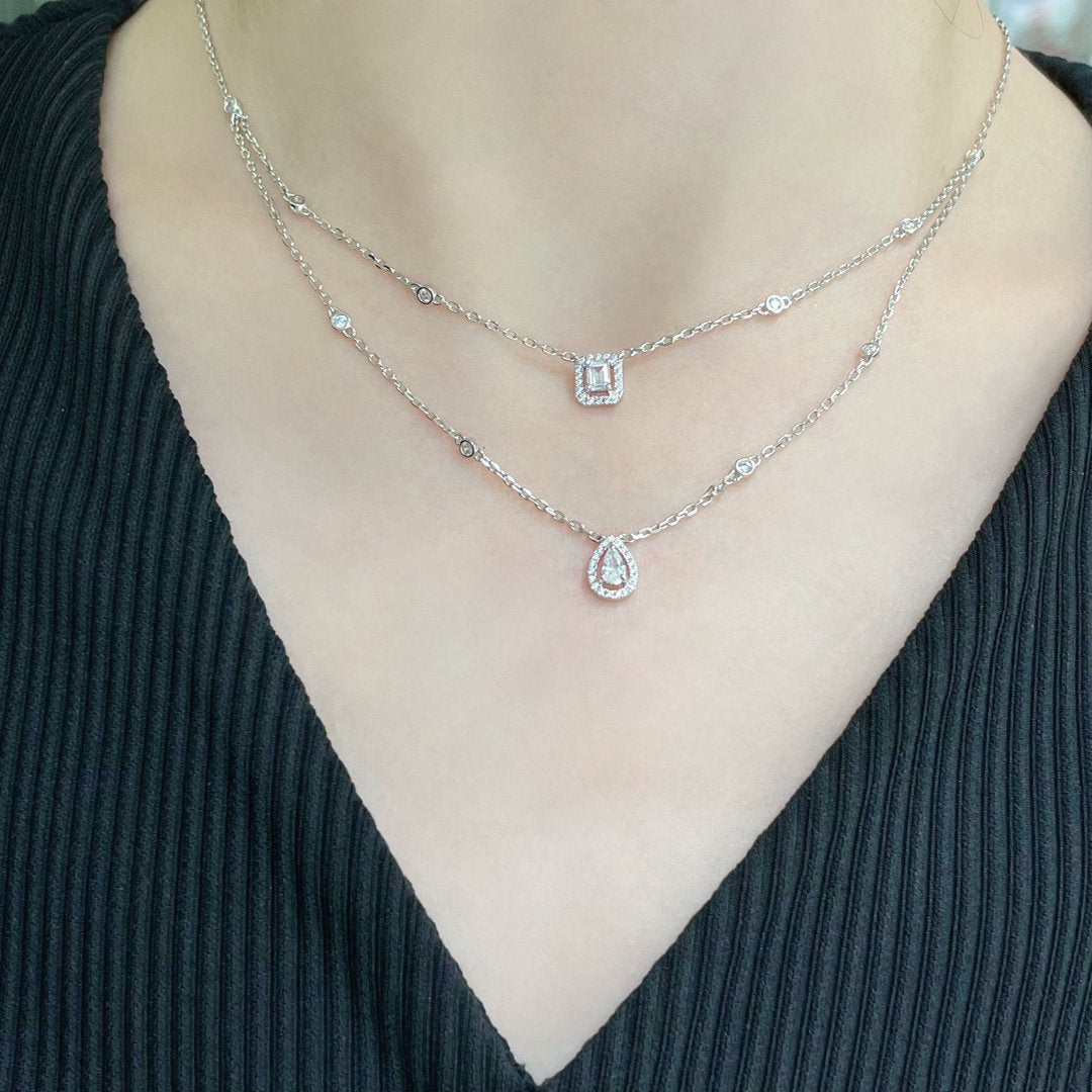[Blue Tears Jewelry]MY TWIN 2 ROW DIAMOND NECKLACE