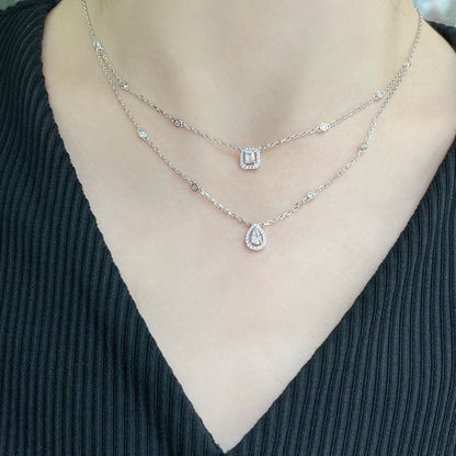 [Blue Tears Jewelry]MY TWIN 2 ROW DIAMOND NECKLACE
