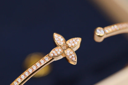 [BLUE TEARS]IDYLLE PINK GOLD OPEN BRACELET DIAMOND PAVED