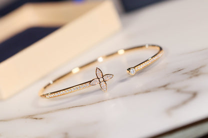 [BLUE TEARS]IDYLLE GOLD OPEN BRACELET DIAMOND PAVED