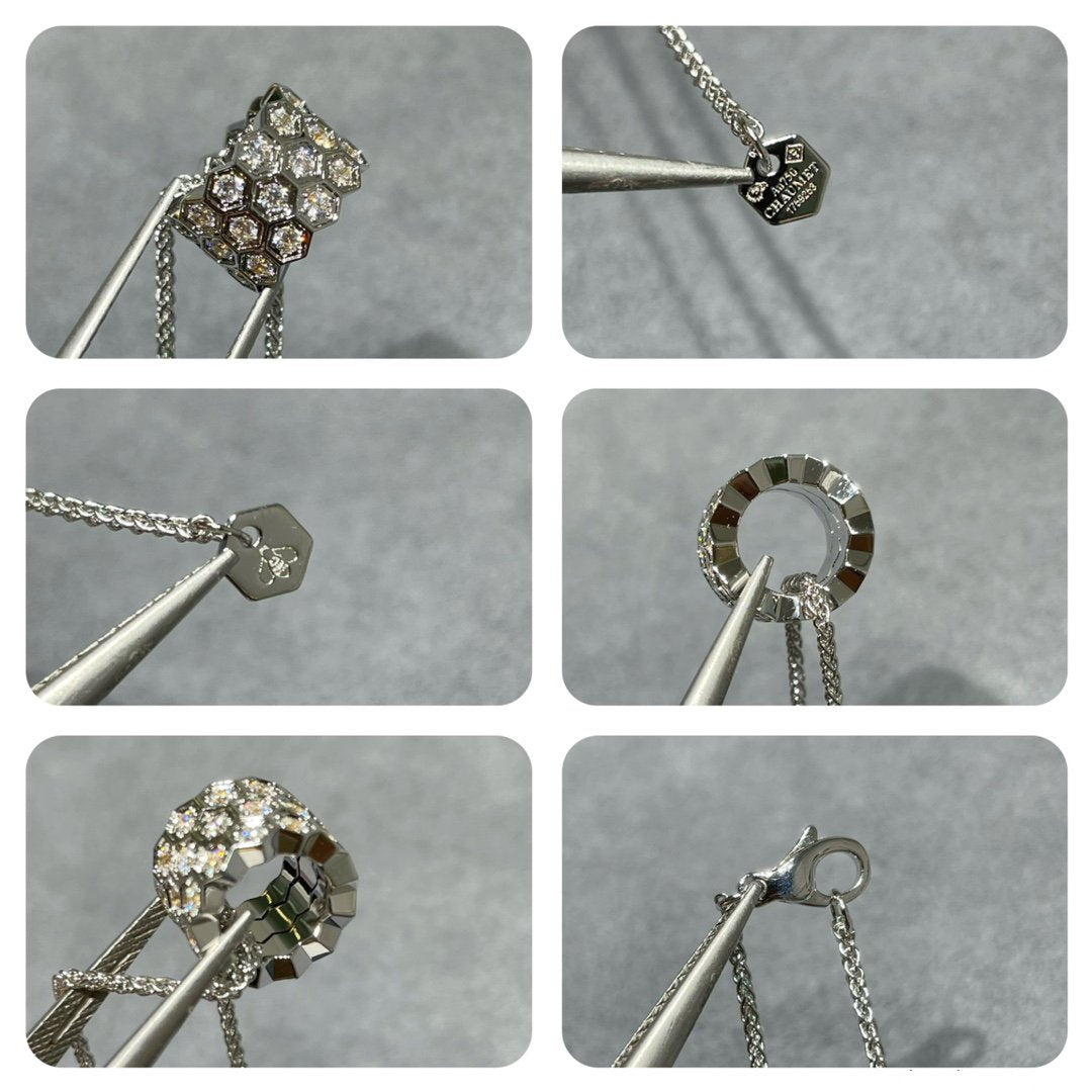 [BLUE TEARS]BEE LOVE DIAMOND PAVED 3 ROW NECKLACE