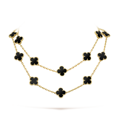 [BLUE TEARS]CLOVER 20 MOTIFS ONYX NECKLACE