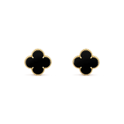 [BLUE TEARS]CLOVER MEDIUM 1 MOTIFS  ONYX STUD EARRINGS