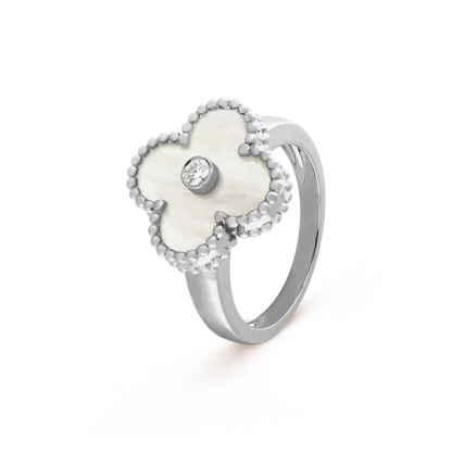 [BLUE TEARS]CLOVER SILVER MOP DIAMOND RING