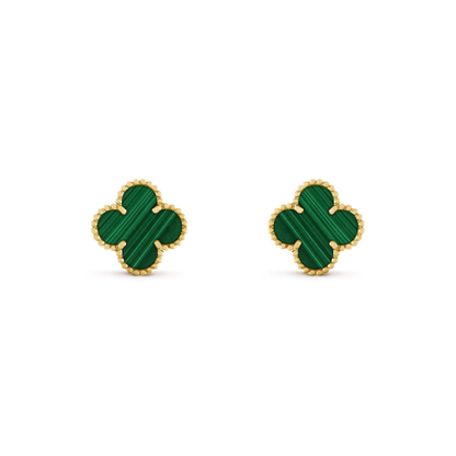 [BLUE TEARS]CLOVER MEDIUM 1 MOTIFS MALACHITE  EARRINGS