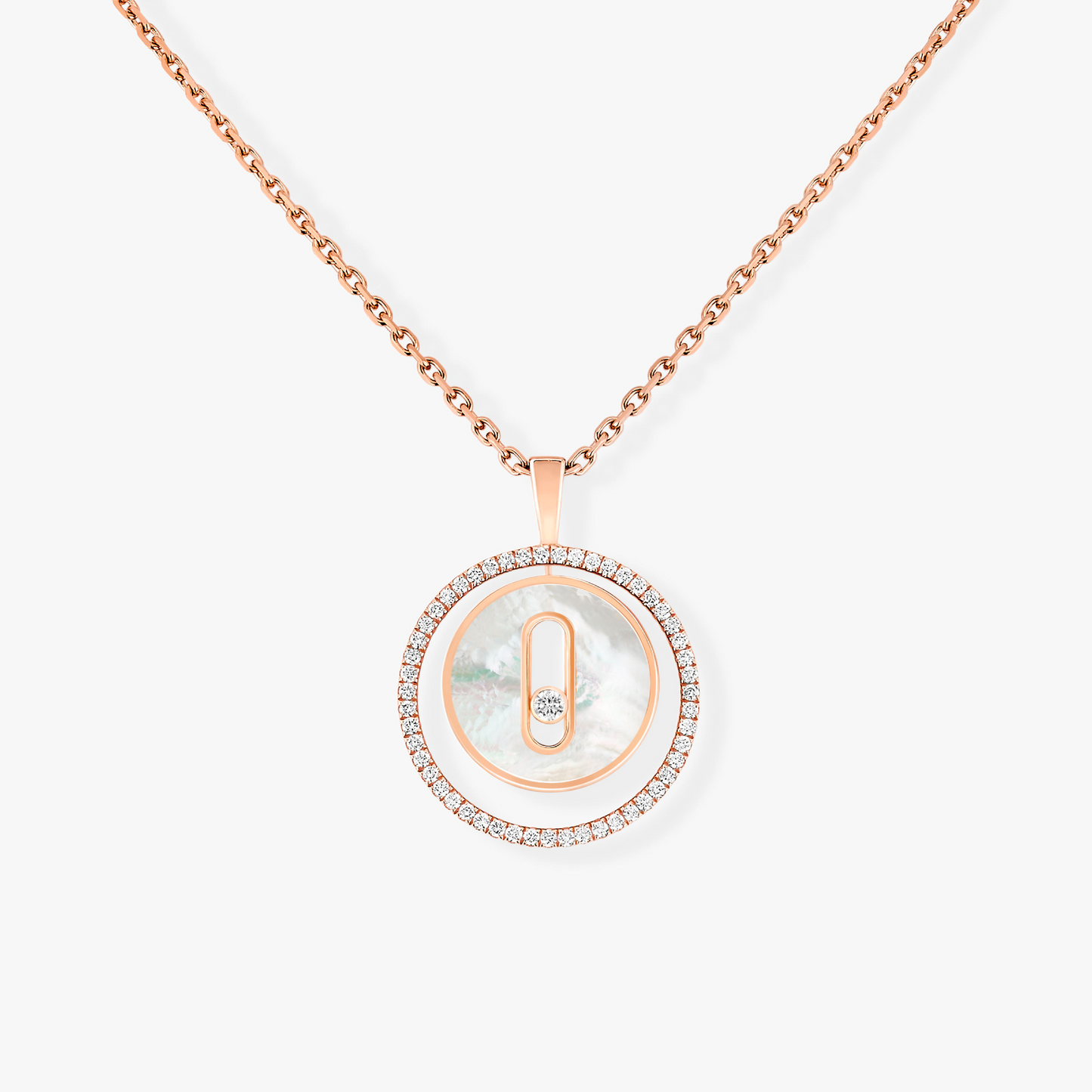 [Blue Tears Jewelry]LUCKY MOVE 1 DIAMOND WHITE MOTHER OF PEARL PINK GOLD DIAMOND NECKLACE