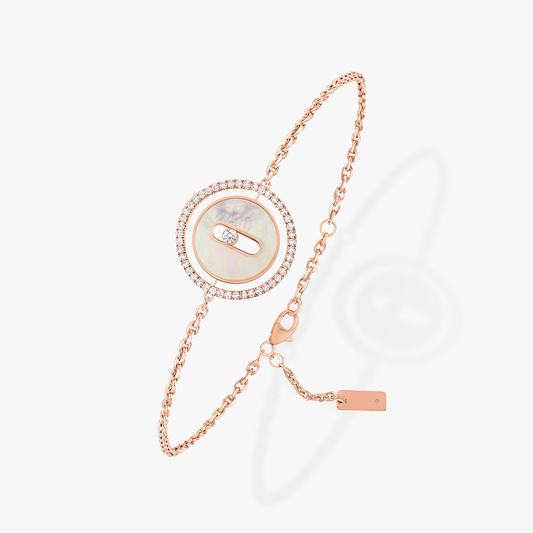 [Blue Tears Jewelry]LUCKY MOVE WHITE MOTHER OF PEARL PINK GOLD DIAMOND BRACELET