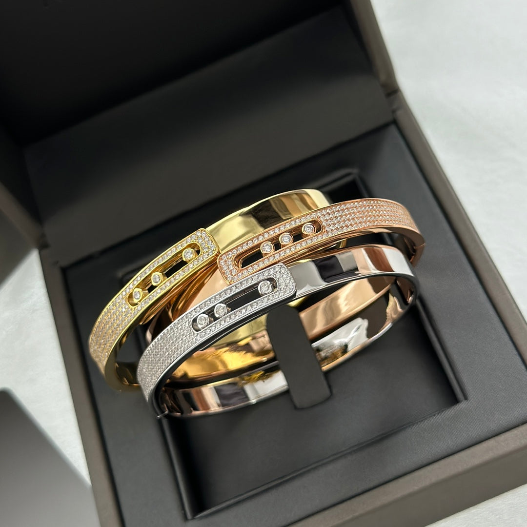 [Blue Tears Jewelry]Move Noa Rose Gold Pav¨¦ Diamond Bangle Bracelet