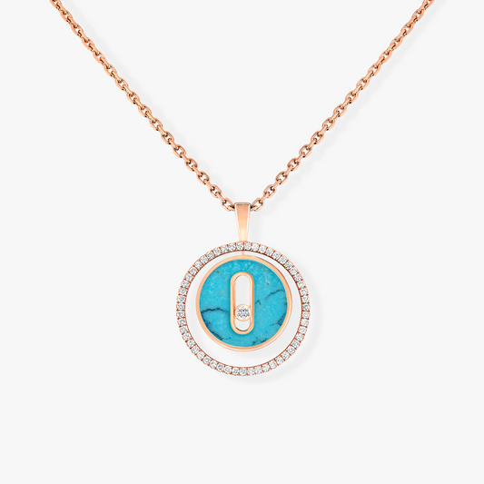 [Blue Tears Jewelry]LUCKY MOVE 1 DIAMOND TURQUOISE PINK GOLD DIAMOND NECKLACE