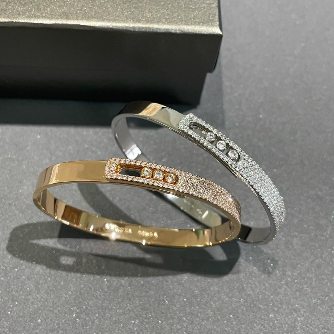 [Blue Tears Jewelry]Move Noa Rose Gold Pav¨¦ Diamond Bangle Bracelet