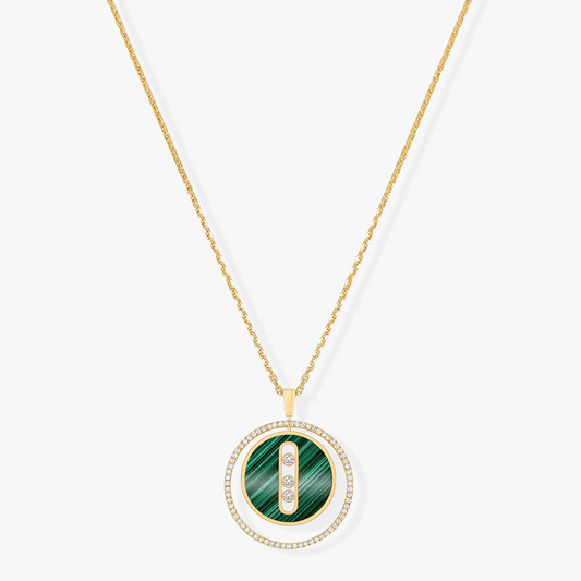[Blue Tears Jewelry]LUCKY MOVE 3 DIAMOND MALACHITE GOLD DIAMOND NECKLACE