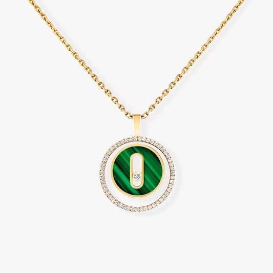 [Blue Tears Jewelry]LUCKY MOVE 1 DIAMOND MALACHITE GOLD DIAMOND NECKLACE