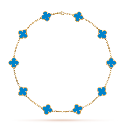 [BLUE TEARS]CLOVER 10 MOTIFS LASER NECKLACE