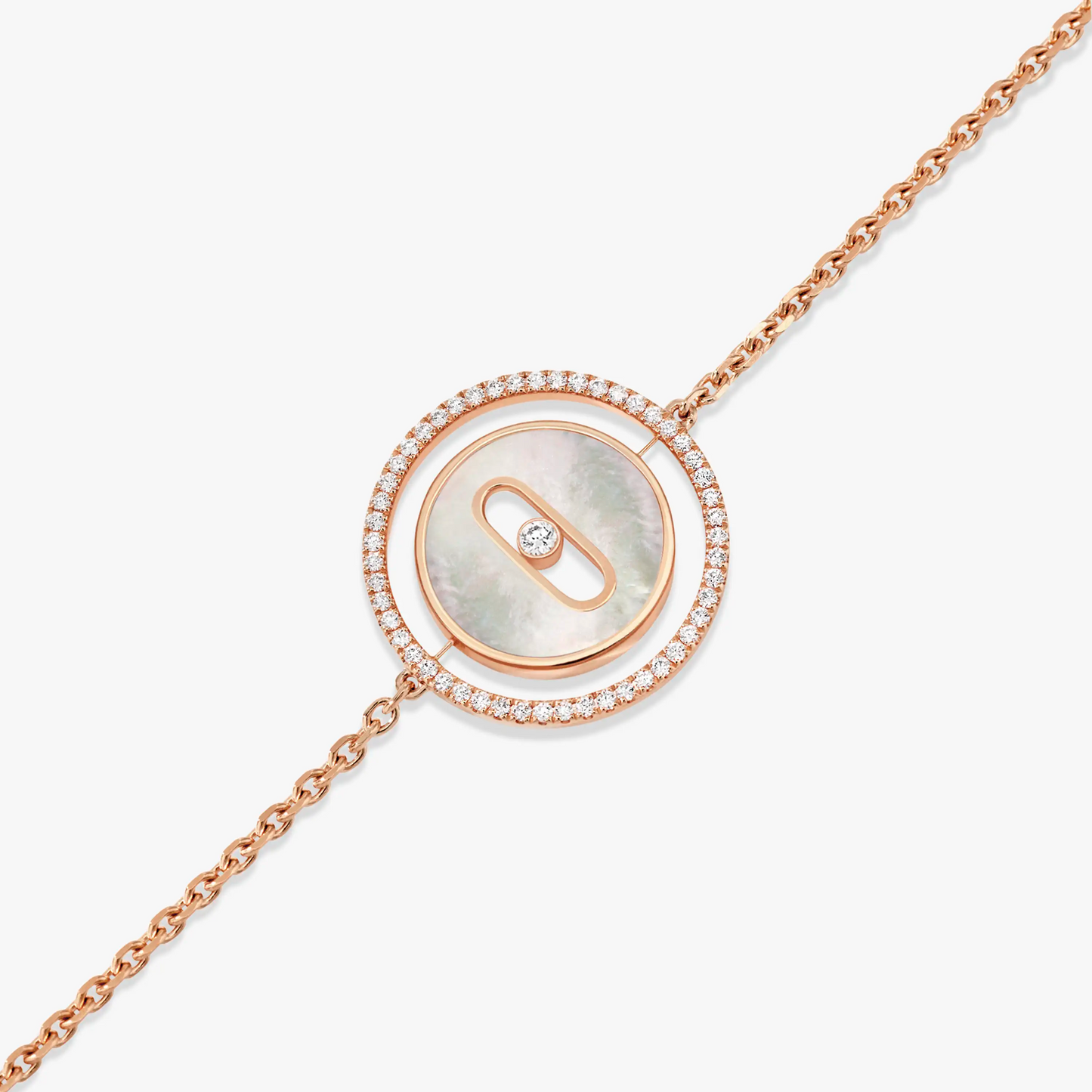 [Blue Tears Jewelry]LUCKY MOVE WHITE MOTHER OF PEARL PINK GOLD DIAMOND BRACELET