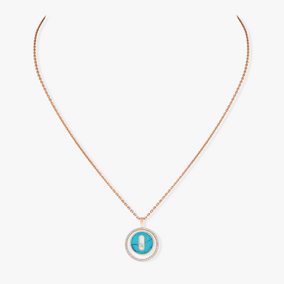 [Blue Tears Jewelry]LUCKY MOVE 1 DIAMOND TURQUOISE PINK GOLD DIAMOND NECKLACE