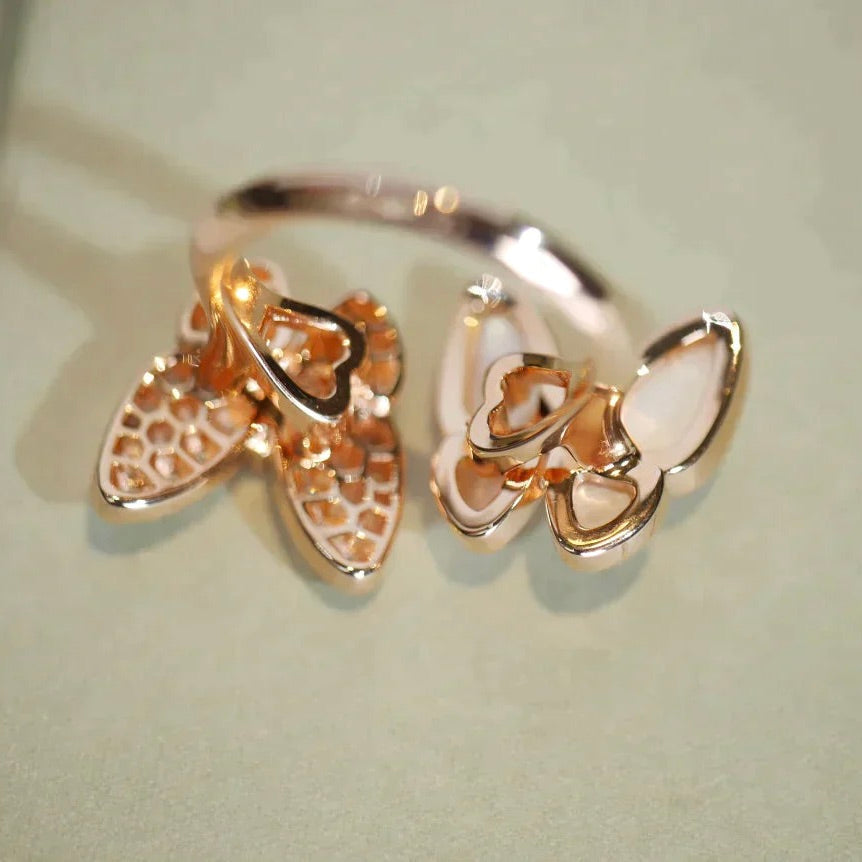 [BLUE TEARS]TWIN BUTTERFLY DIAMOND MOP RING