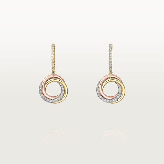 [Blue Tears Jewelry]TRINITY HALF DIAMOND  EARRINGS
