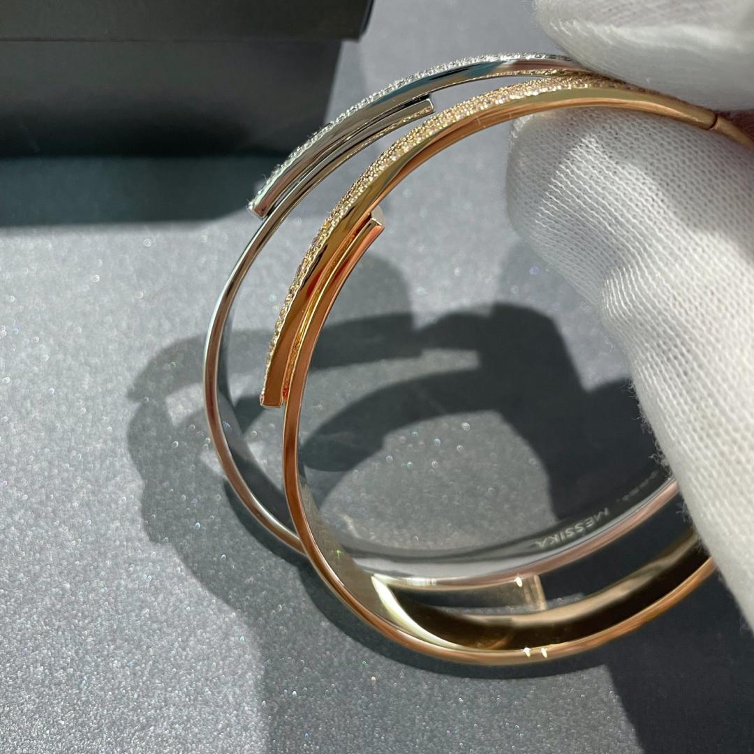 [Blue Tears Jewelry]Move Noa Rose Gold Pav¨¦ Diamond Bangle Bracelet
