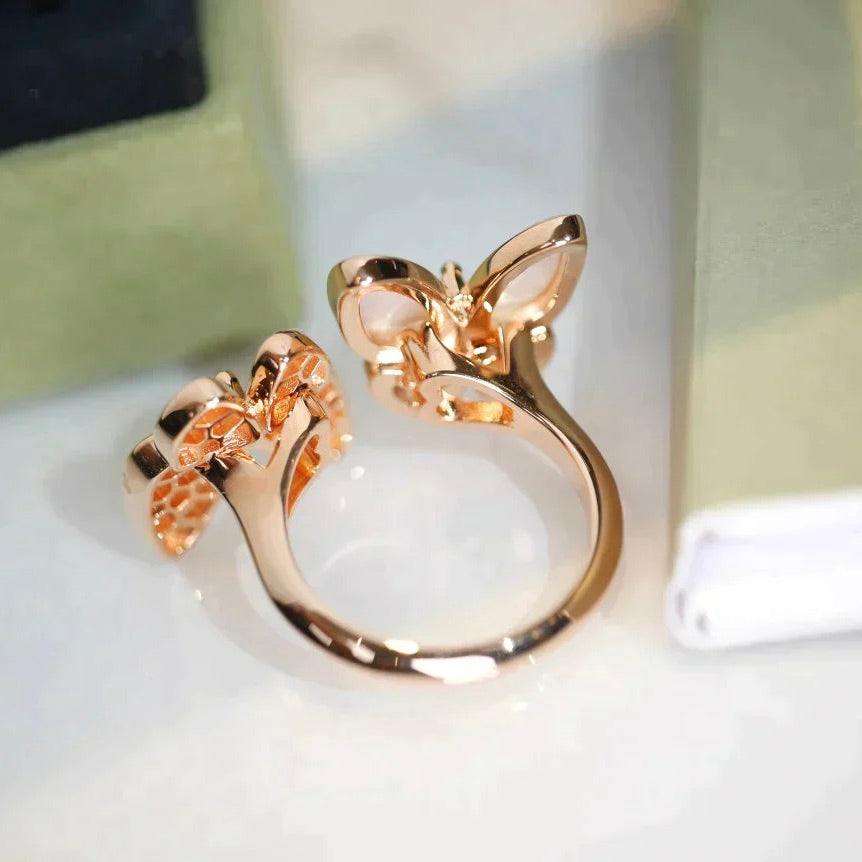 [BLUE TEARS]TWIN BUTTERFLY DIAMOND MOP RING