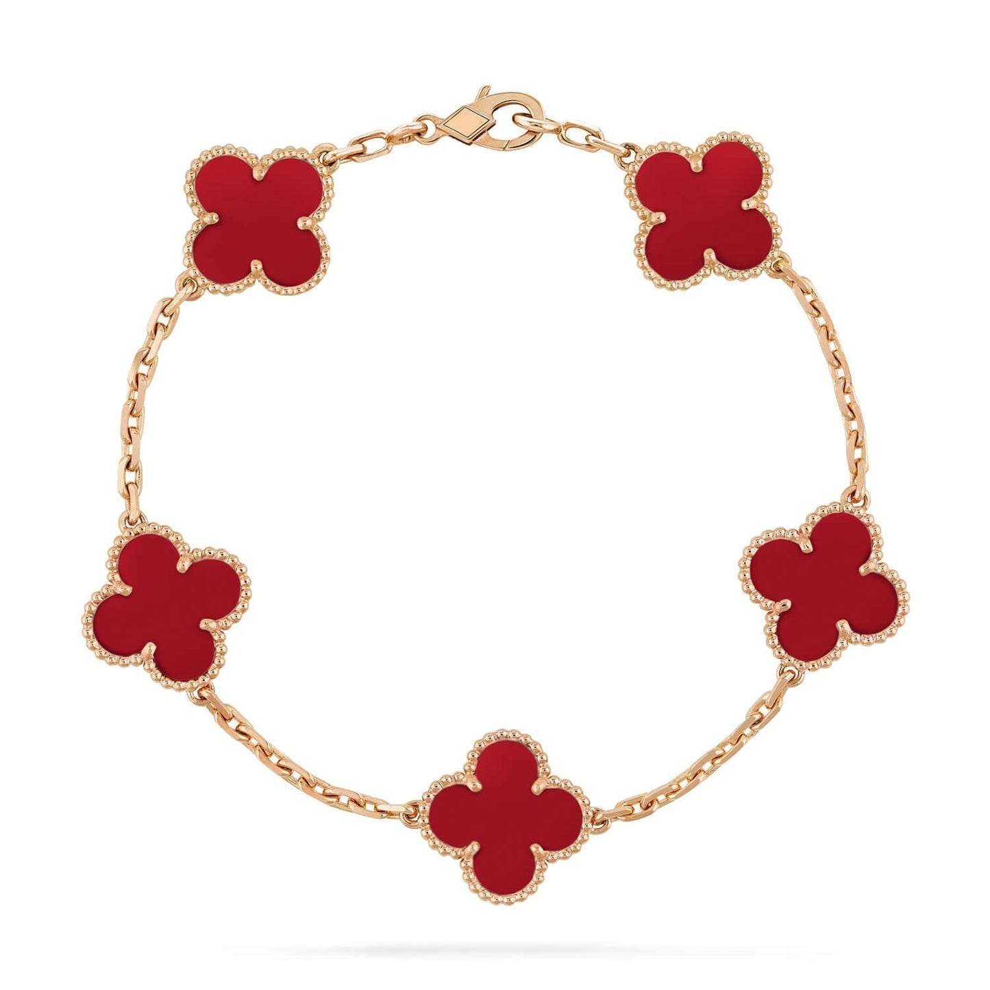 [BLUE TEARS]CLOVER 5 MOTIFS RED AGATE  BRACELET
