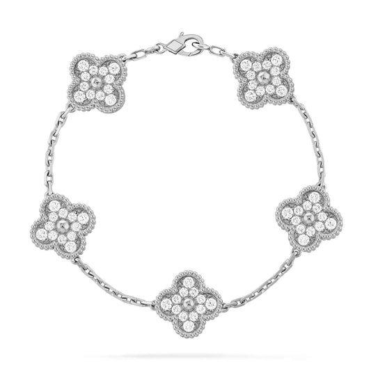 [BLUE TEARS]CLOVER 5 MOTIFS  DIAMOND BRACELET SILVER