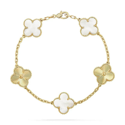 [BLUE TEARS]CLOVER BRACELET 5 MOTIF WHITE MOP PINK GOLD