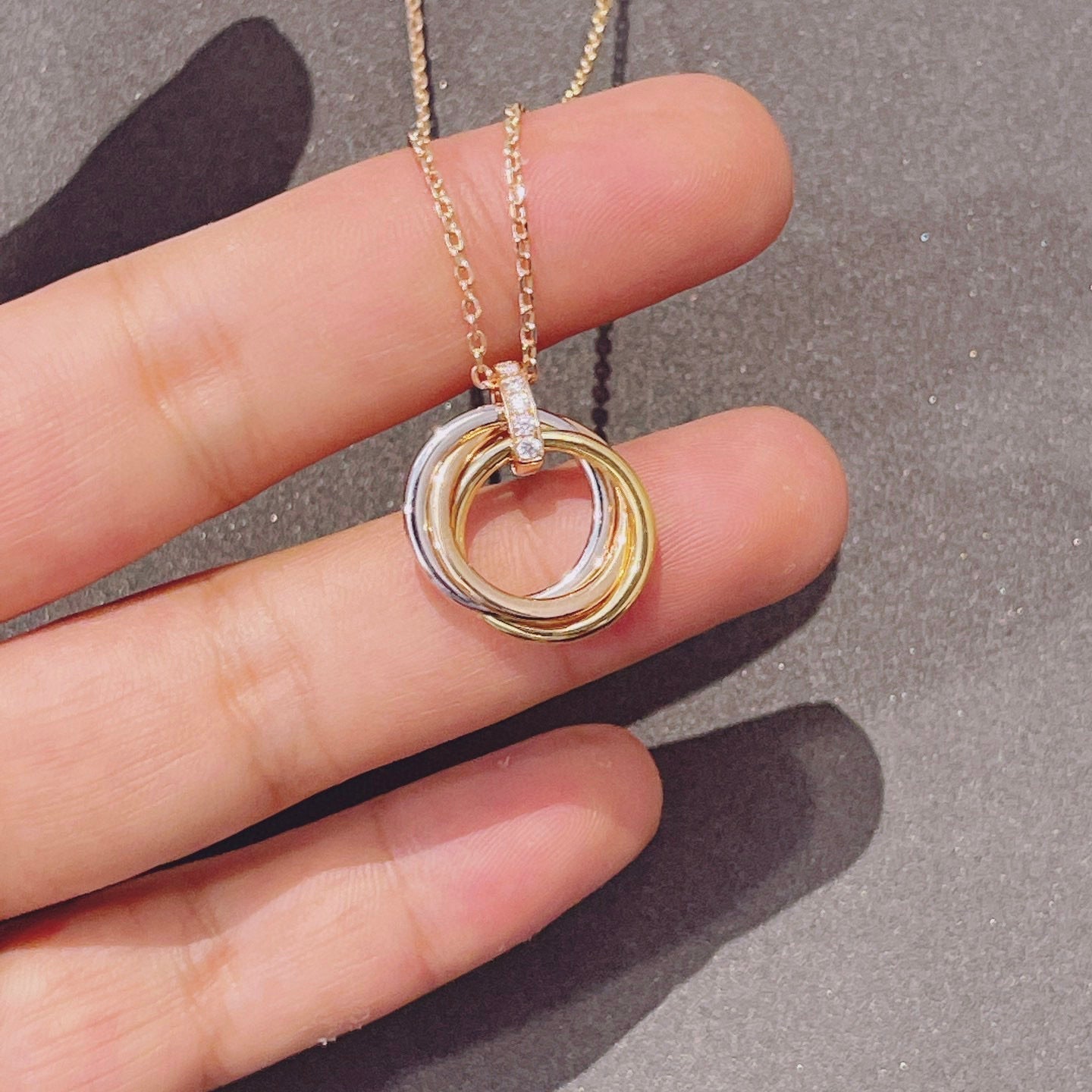 [BLUE TEARS]TRINITY NECKLACE GOLD  DIAMONDS