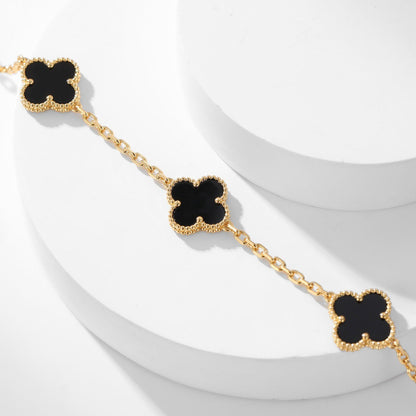[BLUE TEARS]CLOVER 10 MOTIFS ONYX NECKLACE