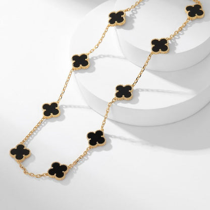 [BLUE TEARS]CLOVER 10 MOTIFS ONYX NECKLACE