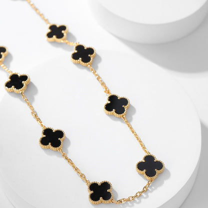 [BLUE TEARS]CLOVER 10 MOTIFS ONYX NECKLACE