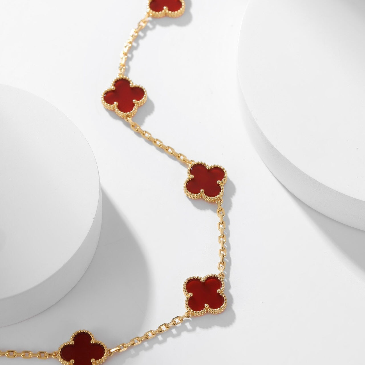 [BLUE TEARS]CLOVER 10 MOTIFS CARNELIAN NECKLACE