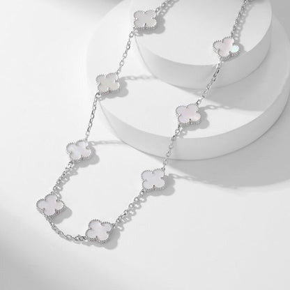 [BLUE TEARS]CLOVER 10 MOTIFS WHITE MOTHER OF PEARL NECKLACE