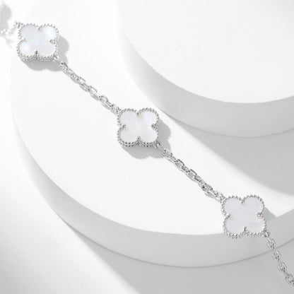 [BLUE TEARS]CLOVER 10 MOTIFS WHITE MOTHER OF PEARL NECKLACE