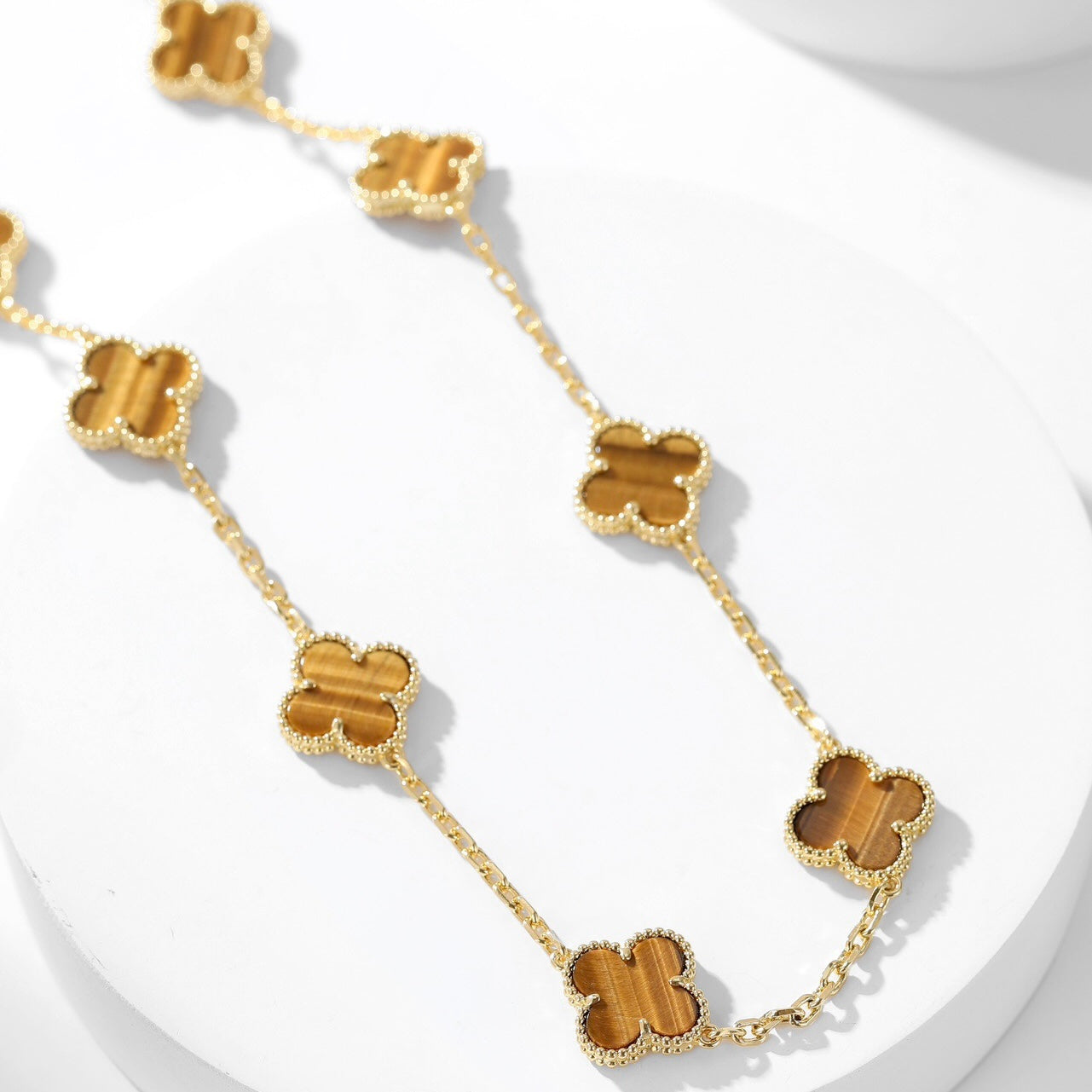 [BLUE TEARS]CLOVER 10 MOTIFS TIGER EYE NECKLACE