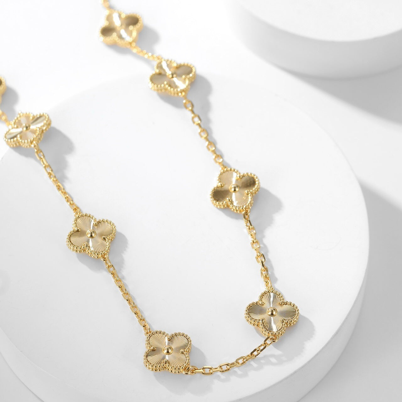 [BLUE TEARS]CLOVER 10 MOTIFS LASER NECKLACE