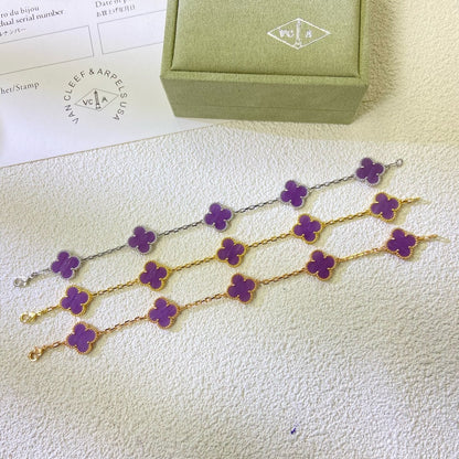 [BLUE TEARS]CLOVER  5 MOTIFS  PURPLE VIOLET BRACELET