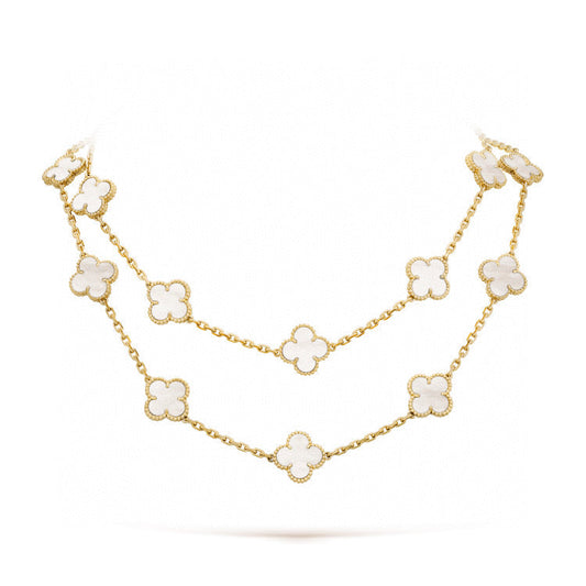 [BLUE TEARS]CLOVER 20 MOTIFS WHITE MOP NECKLACE