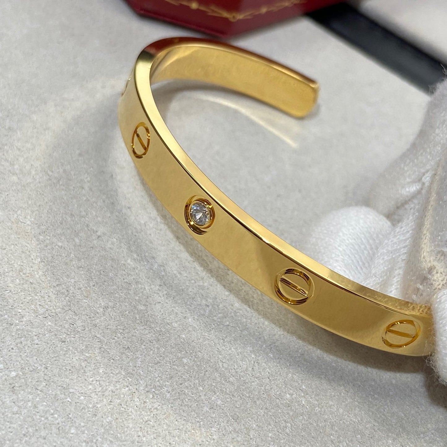 [Blue Tears Jewelry]LOVE BRACELET 6.1MM 1 DIAMOND OPEN CUFF