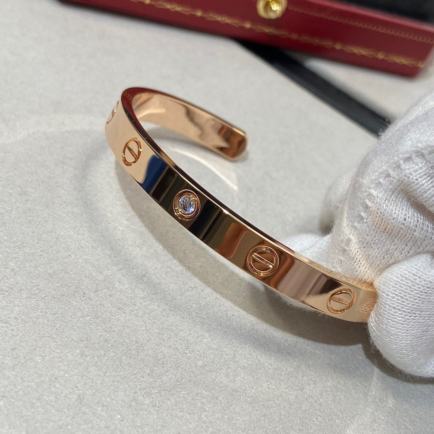 [Blue Tears Jewelry]LOVE BRACELET 6.1MM 1 DIAMOND OPEN CUFF