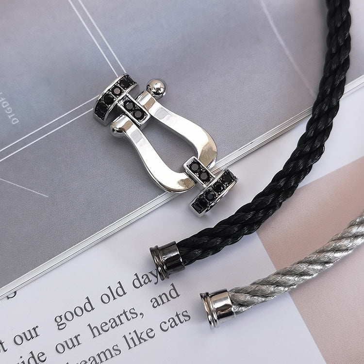 [BLUE TEARS]FORCE LARGE HORSESHOE BLACK DIAMOND BRACELET SILVER