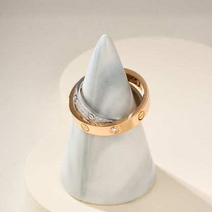 [Blue Tears Jewelry]LOVE PINK GOLD SILVER DIAMOND DOUBLE RING