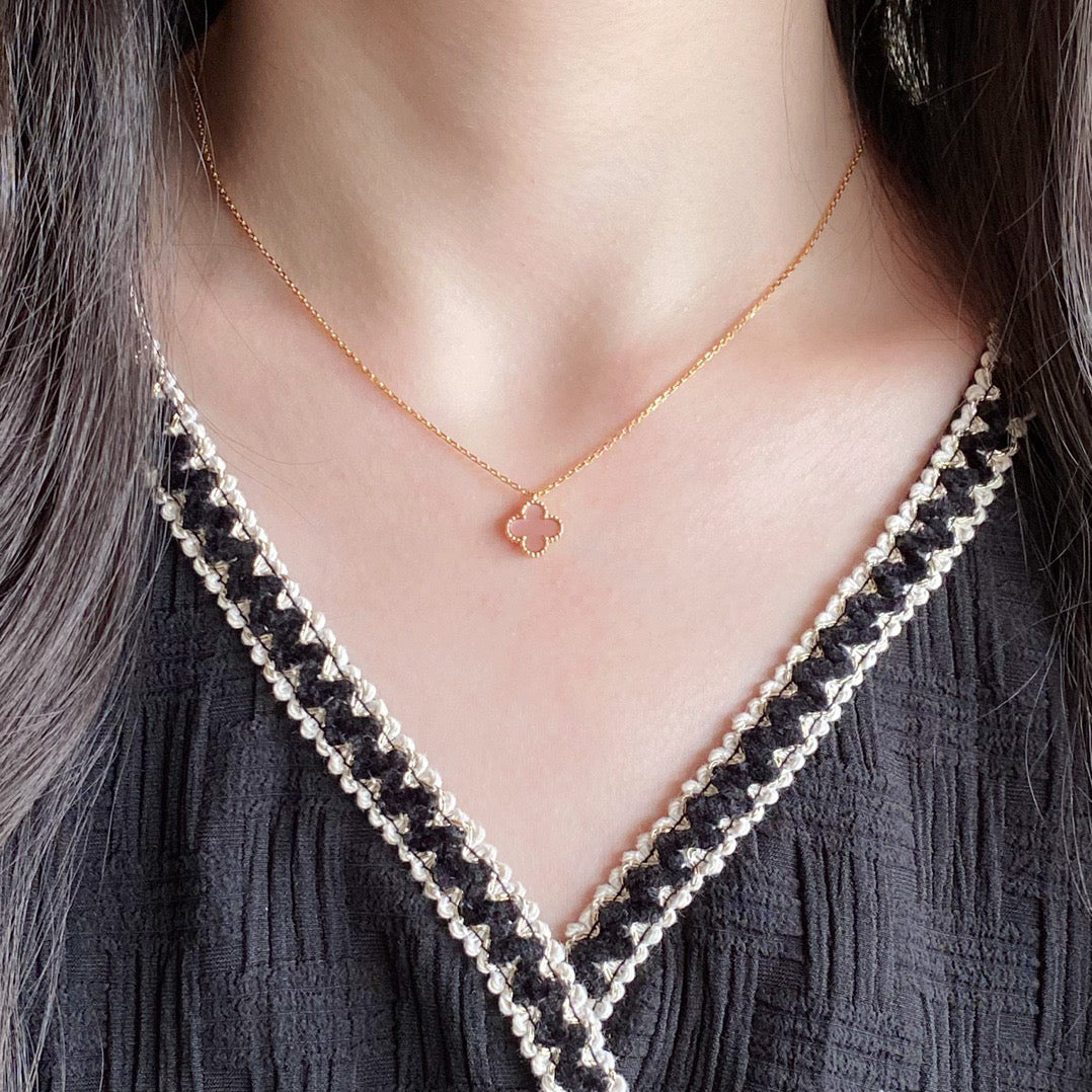 [BLUE TEARS]CLOVER 15MM PINK MOTHER-OF-PEARL SINGLE FLOWER NECKLACE