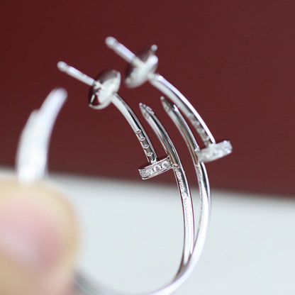 [Blue Tears Jewelry]JUSTE HALF DIAMOND LARGE EARRINGS