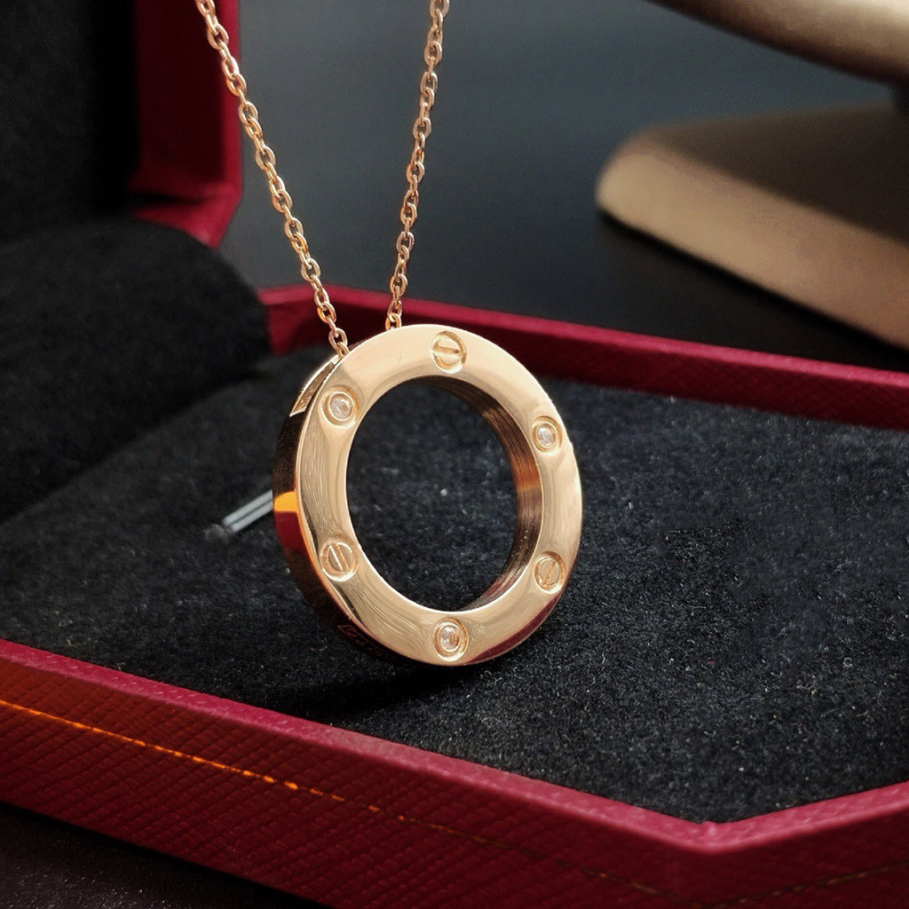 [Blue Tears Jewelry]LOVE NECKLACE 16MM 3 DIAMONDS