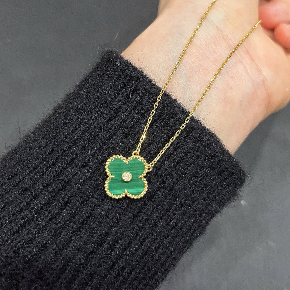[BLUE TEARS]CLOVER 15MM DIAMOND TURQUOISE NECKLACE