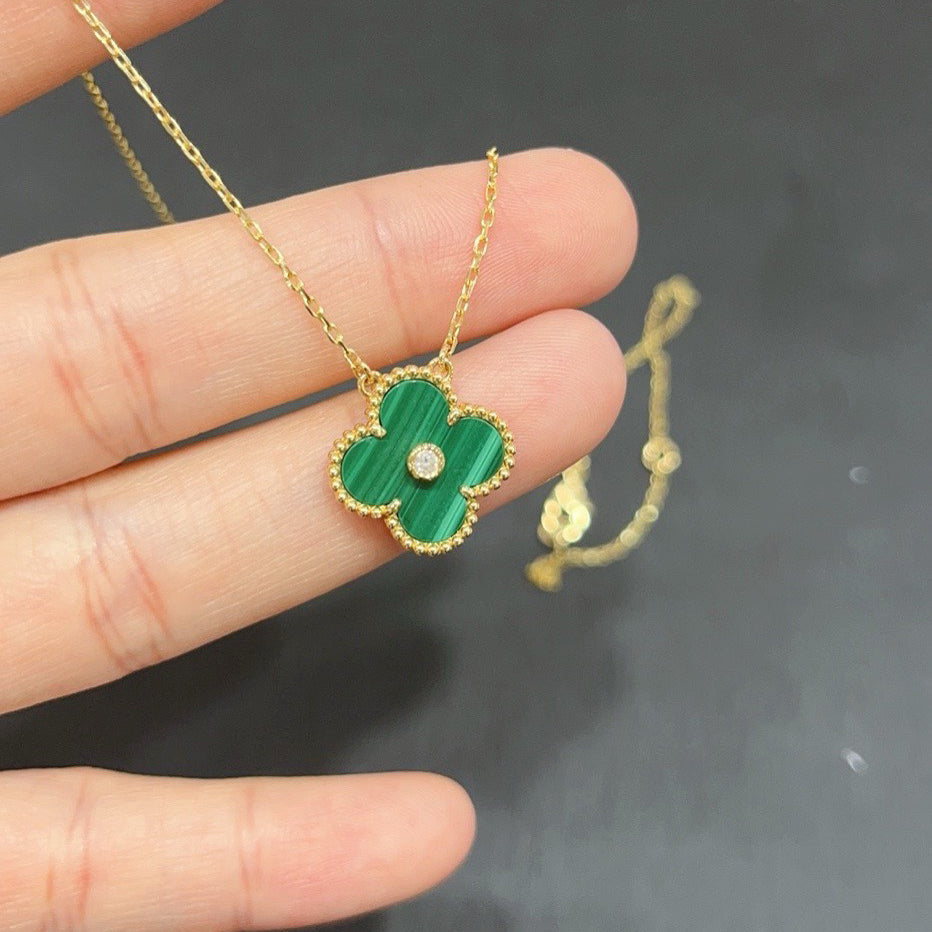 [BLUE TEARS]CLOVER 15MM DIAMOND TURQUOISE NECKLACE