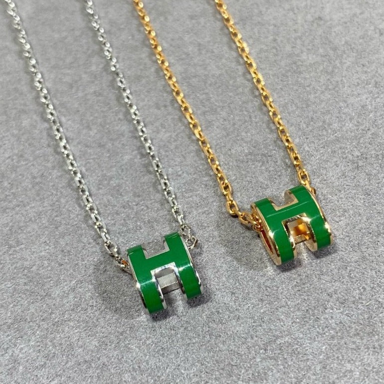 [BLUE TEARS]POP H GREEN NECKLACE SILVER AND GOLD
