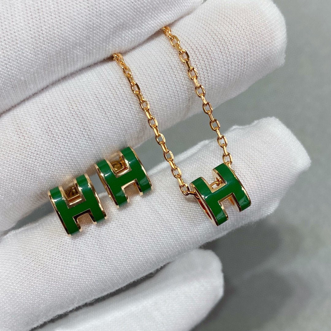 [BLUE TEARS]POP H GREEN NECKLACE SILVER AND GOLD