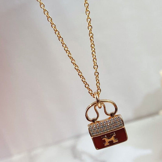 [BLUE TEARS]CONSTANCE RED PEDANT PINK GOLD NECKLACE