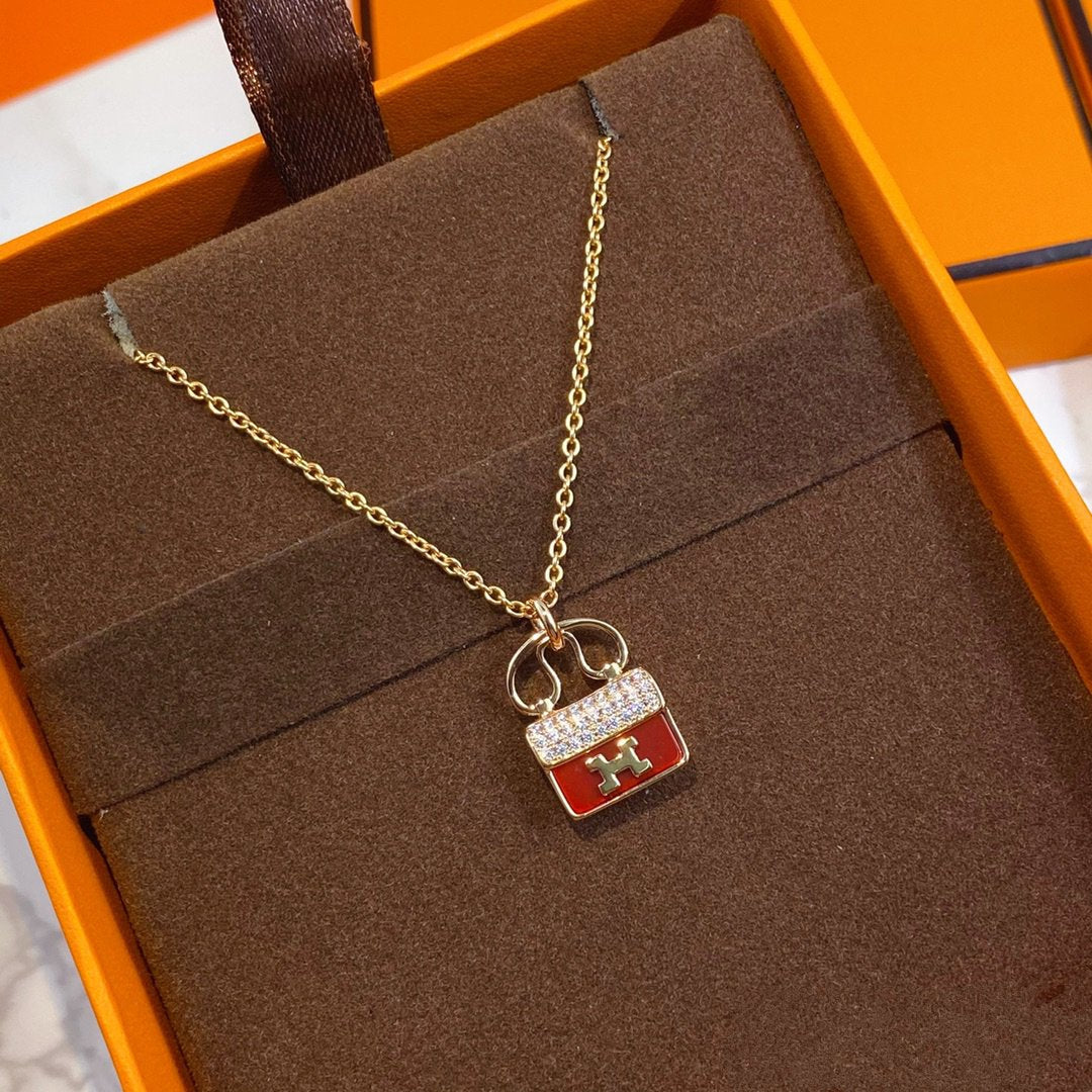 [BLUE TEARS]CONSTANCE RED PEDANT PINK GOLD NECKLACE